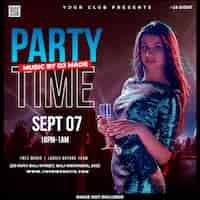 Free PSD party time social media post template