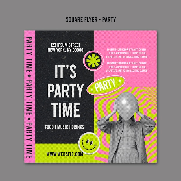 Free PSD party time square flyer template