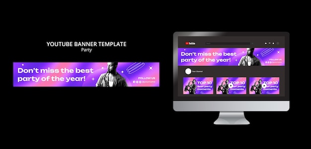 Free PSD party time youtube banner template