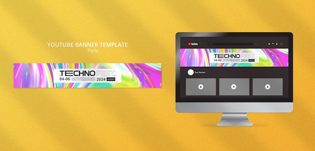 Free PSD party time youtube banner template