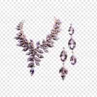 Free PSD parure matching jewellery isolated on transparent background