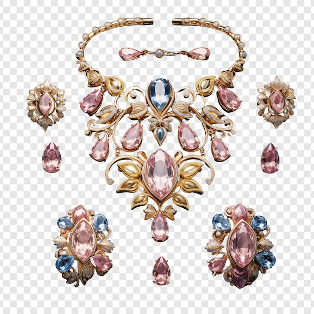 Parure matching jewellery isolated on transparent background