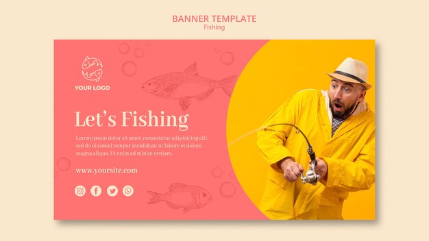 passion of fishing banner template