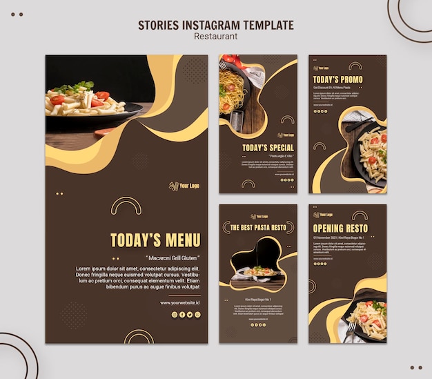 PSD gratuito modello di storie di instagram ristorante pasta