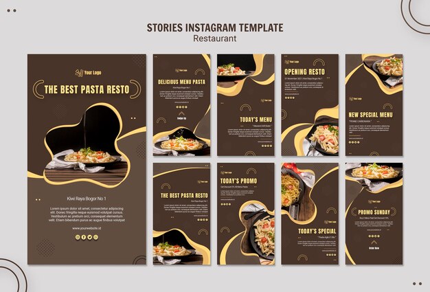 無料PSD パスタレストランinstagramストーリーテンプレート