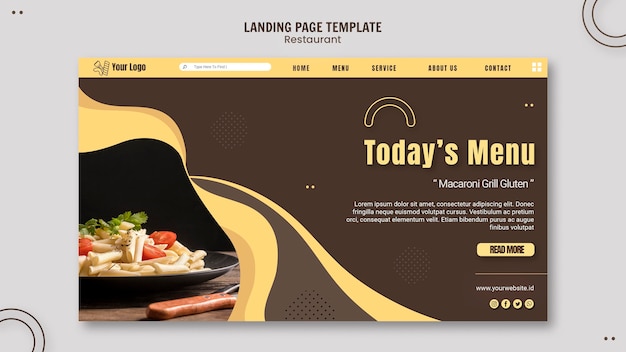 Free PSD pasta restaurant landing page template