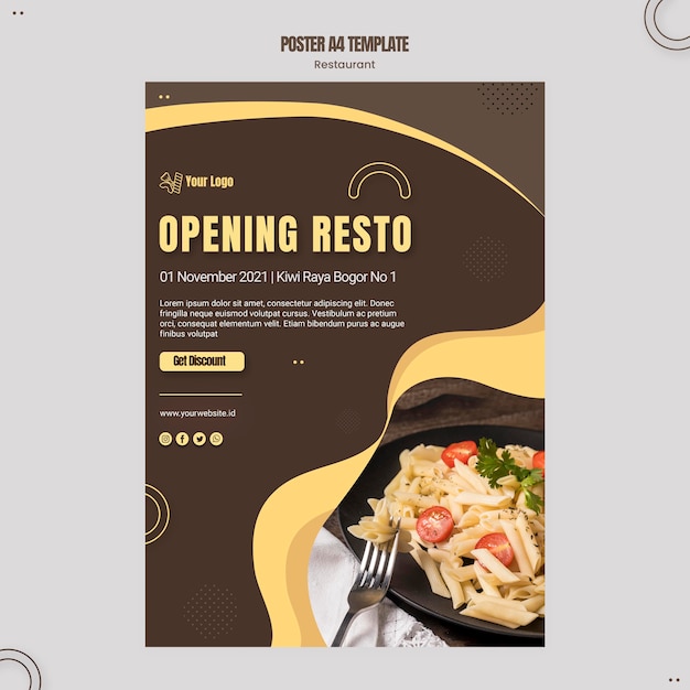 PSD gratuito modello di poster ristorante pasta