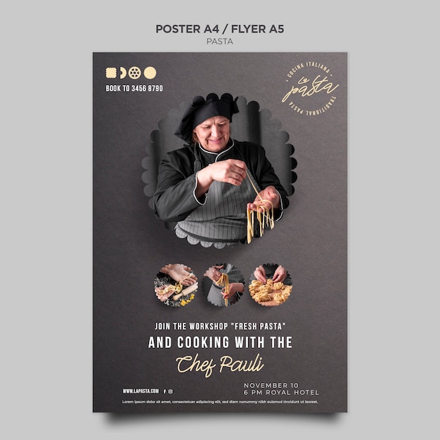 Free PSD pasta shop template flyer