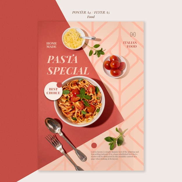 Free PSD pasta special poster template