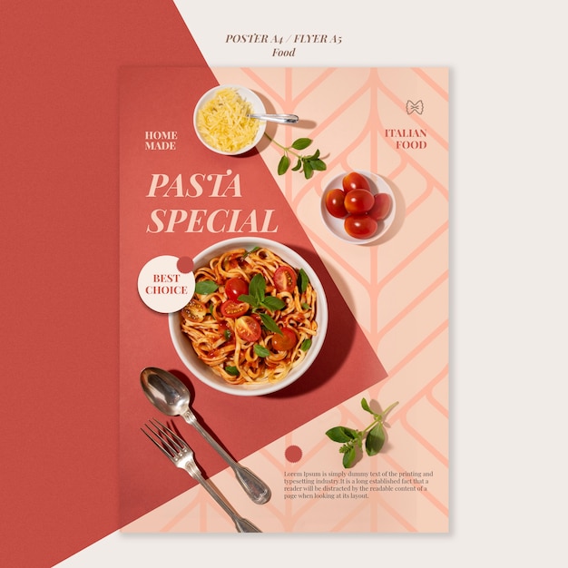 PSD gratuito modello di poster speciale per la pasta