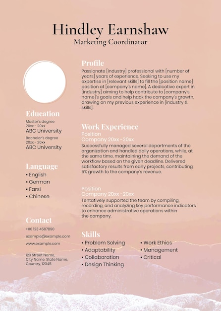 Pastel Aesthetic Resume Template in Orange