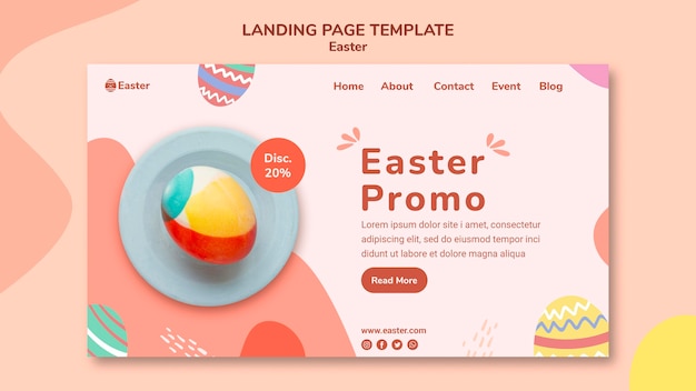 Free PSD pastel easter day landing page template