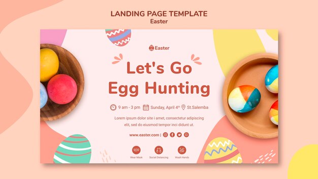パステルイースターの日のランディングページテンプレート