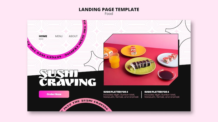 Free PSD pastel-neon art deco food template