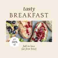 Free PSD pastry breakfast psd ig post template for bakery and cafe marketing