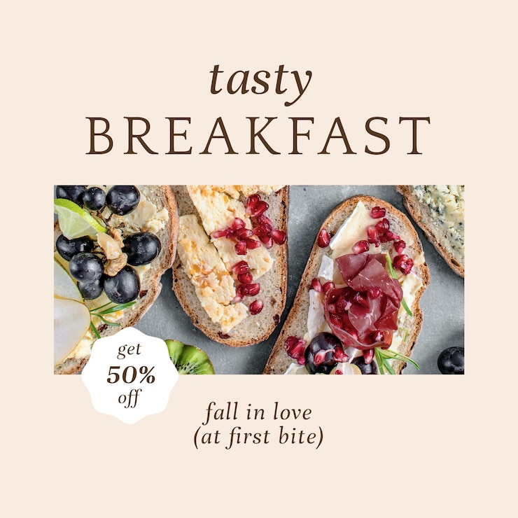 Free PSD pastry breakfast psd ig post template for bakery and cafe marketing