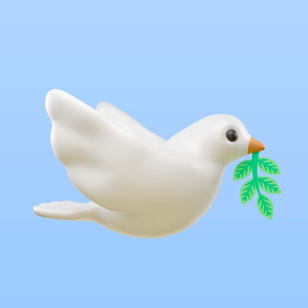 Peace icon of dove in 3d rendering