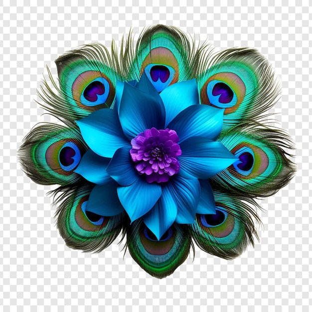 Free PSD peacock flower isolated on transparent background