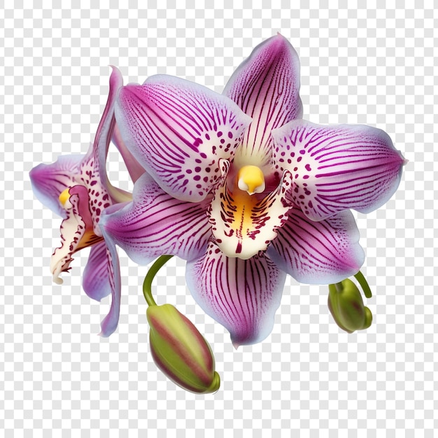 Free PSD peacock orchid flower png isolated on transparent background