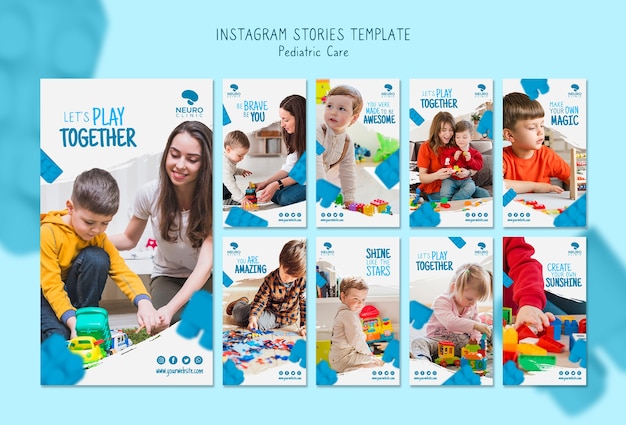 Pediatric care concept instagram stories