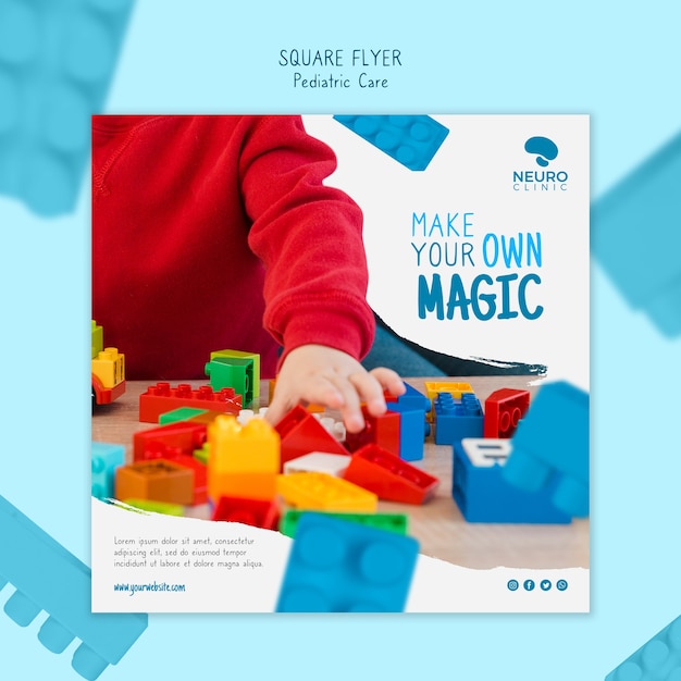 Free PSD pediatric care concept square flyer design