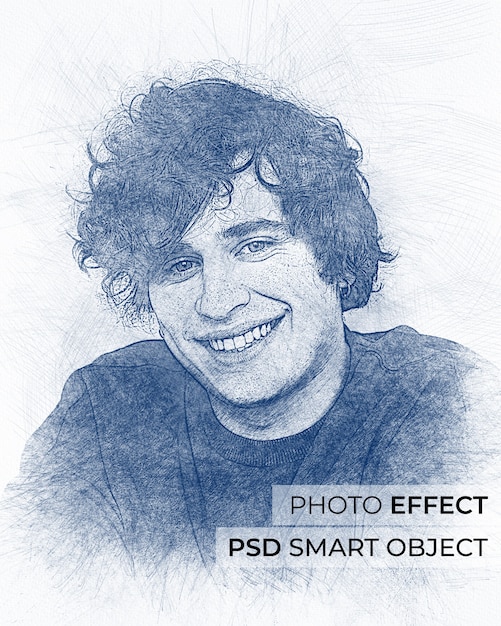 PSD gratuito effetto foto disegno a matita