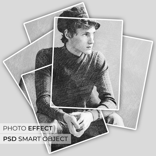 無料PSD 鉛筆画の写真効果