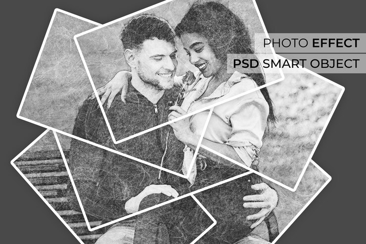Бесплатный PSD карандашный рисунок фотоэффект