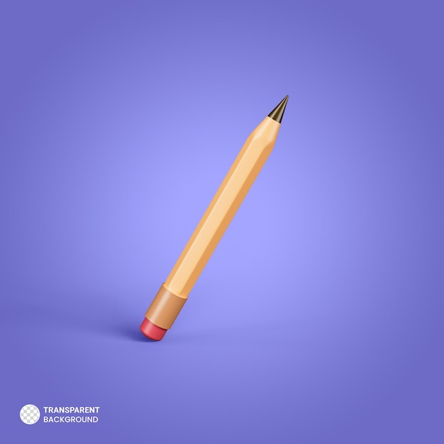 Бесплатный PSD Изолированная иконка карандаша 3d визуализация иллюстрации