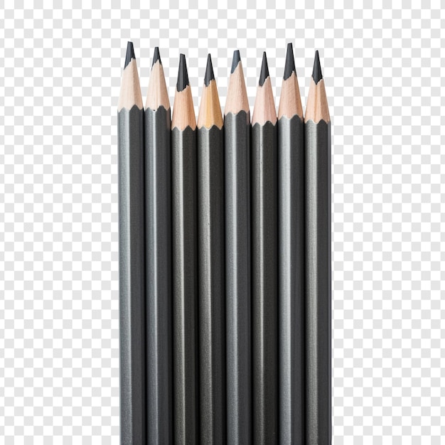Free PSD pencils made of graphite in a metal case isolated on transparent background