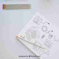 Free PSD pencils, paper and drawing