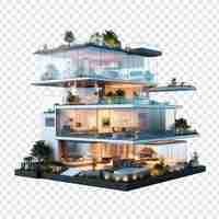 Free PSD penthouse house isolated on transparent background