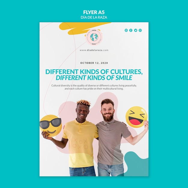 Free PSD people with emojis flyer template