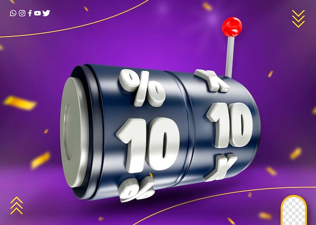 Percentage 3d discount value icon for supermarket promotions and online sales 10 percent