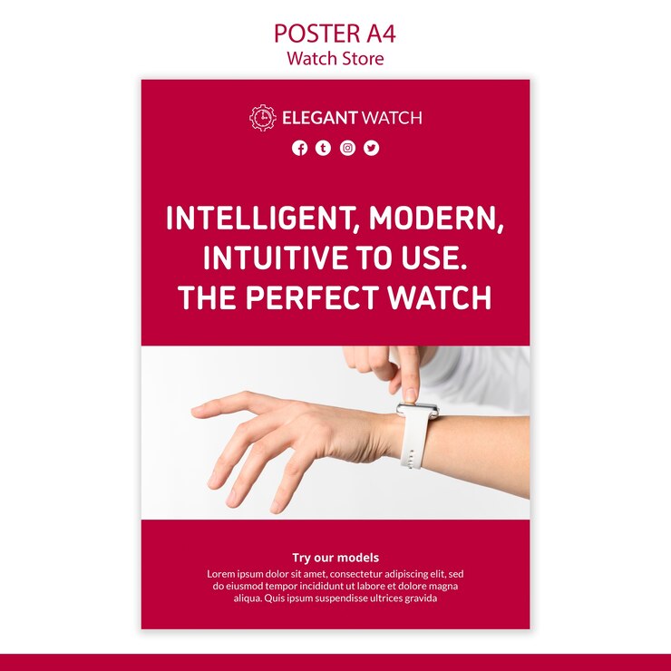 Free PSD the perfect watch poster template