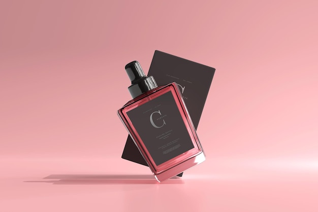 Perfume bottle with box mockup