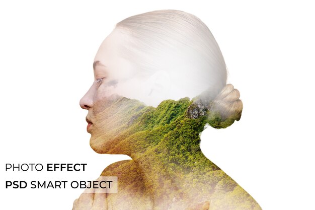 Person with double exposure effect mock-up