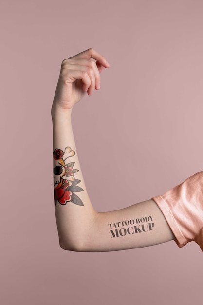 Person With Tattoo Mock-up On Arm