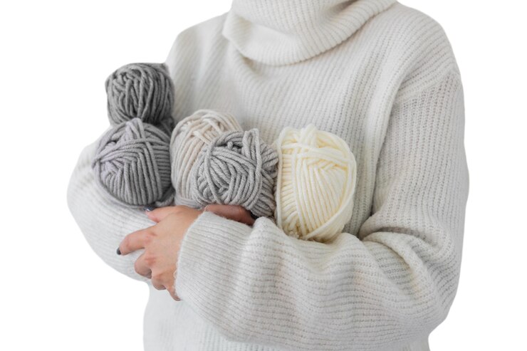 Free PSD person with yarn for crocheting