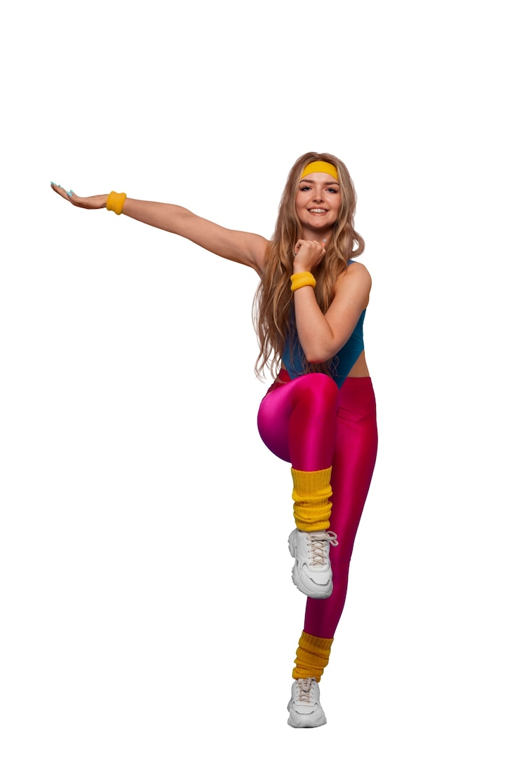 Free PSD person working 80s gym costume