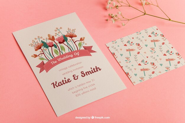 Perspective stationery wedding mockup