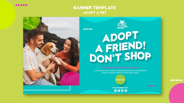 Pet adoption banner template concept