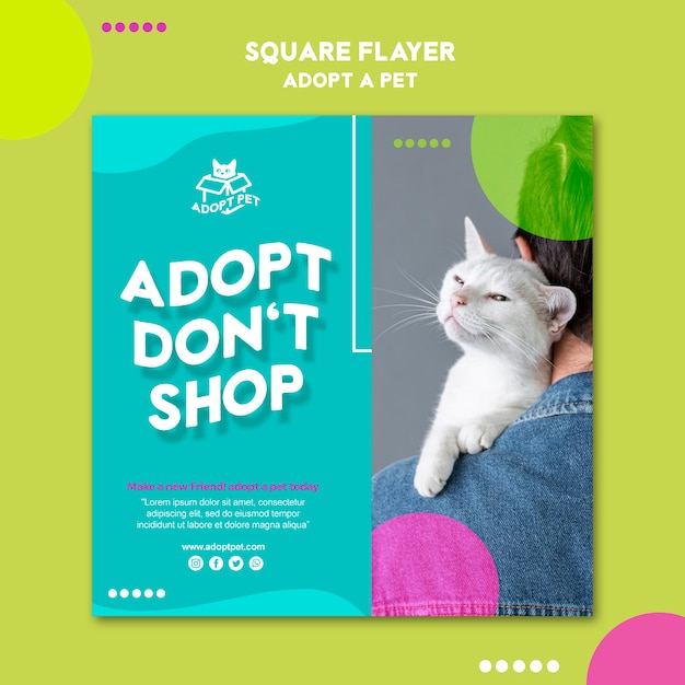 Pet adoption flyer template theme