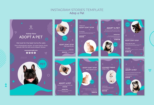 Free PSD pet adoption instagram stories template