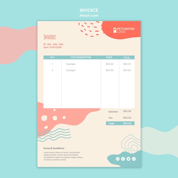 Pet adoption invoice design