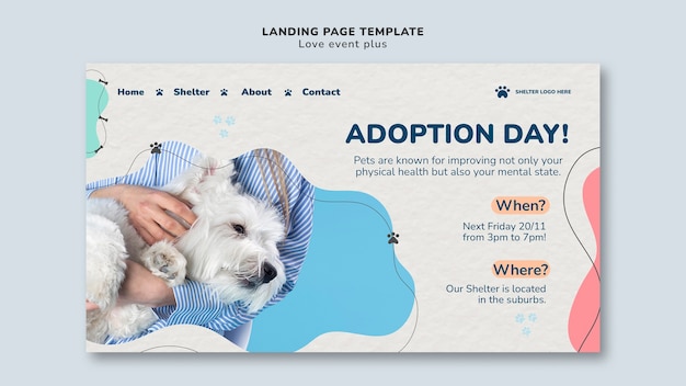 Free PSD pet adoption landing page template