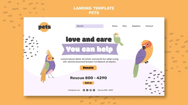 Free PSD pet adoption landing page