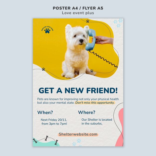 Free PSD pet adoption poster template