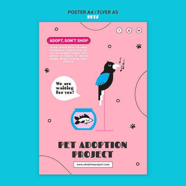 Free PSD pet adoption print template