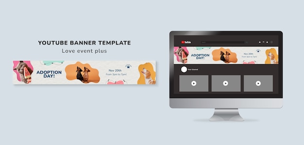 Pet adoption youtube banner template